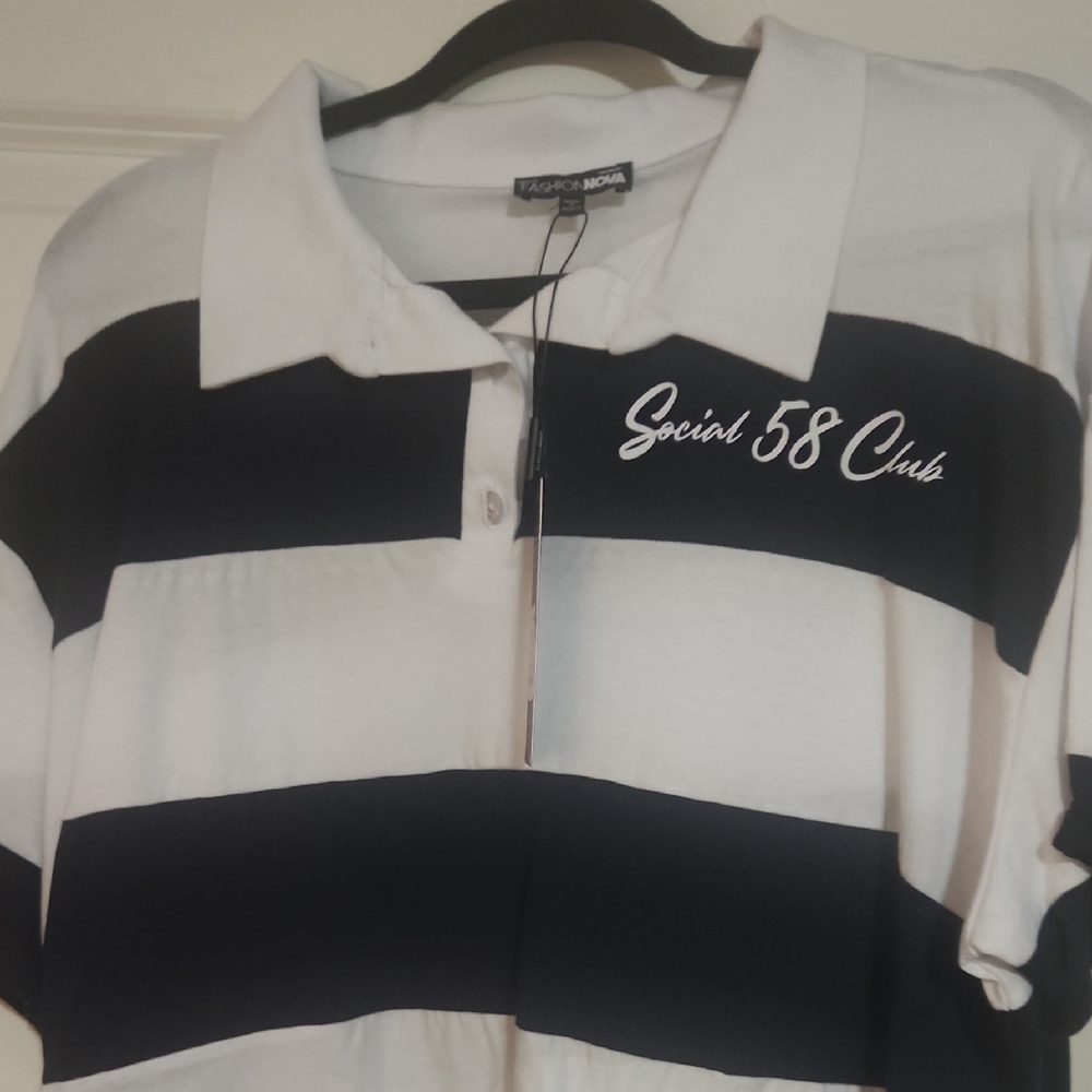 Fashion Nova Bold Black and White Polo